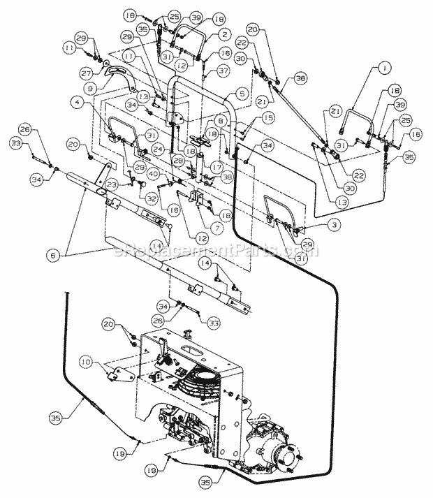 Upper Handle Assembly Diagram and Parts List for 4815F 556C465M100 Cub Cadet Lawn Mower